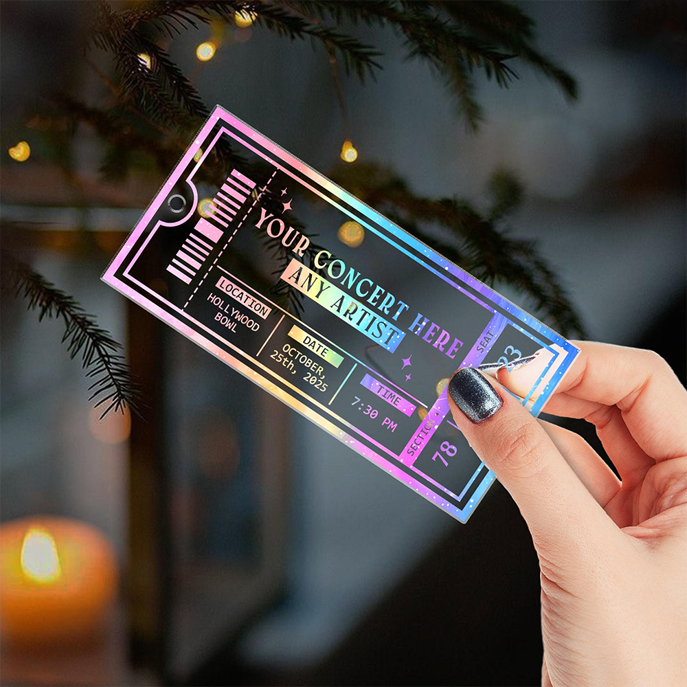 Personalized Concert Ticket Ornament Custom Acrylic Music Keepsake Gifts for Friends Music Lover Gift