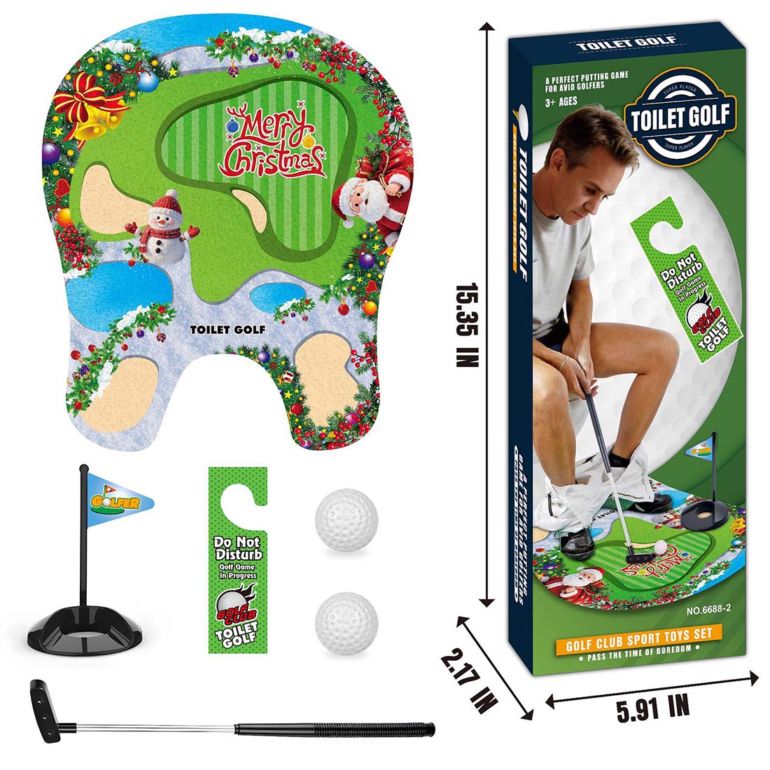 Toilet Golf Mini Game Set Funny Bathroom Putting Green Golf Toy Kit Novelty Gag Gift for Golf Lovers