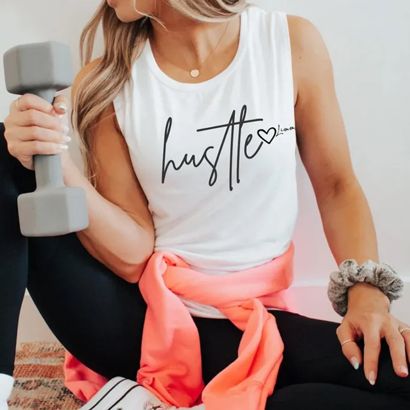 Personalized Hustle Muscle Tank Inspirational Workout Gym Top Gym Top Muscle Tank Inspirational Workout Gym Top for Gym Lover