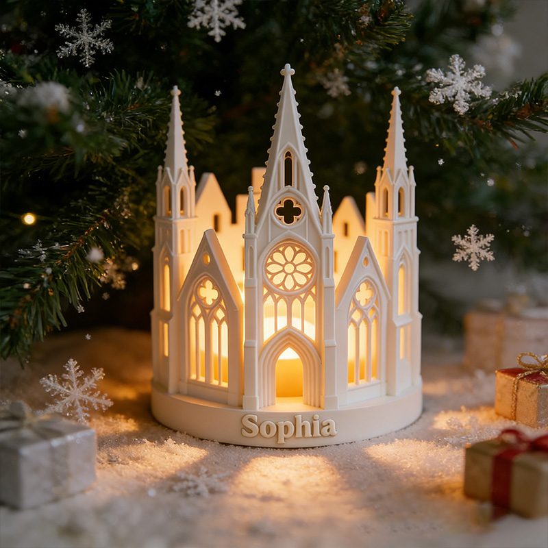 Personalized 3D Printed Church Candle Holder with Custom Name Religious Home Decoration Spiritual Gift Prayer Space Gift for Christians