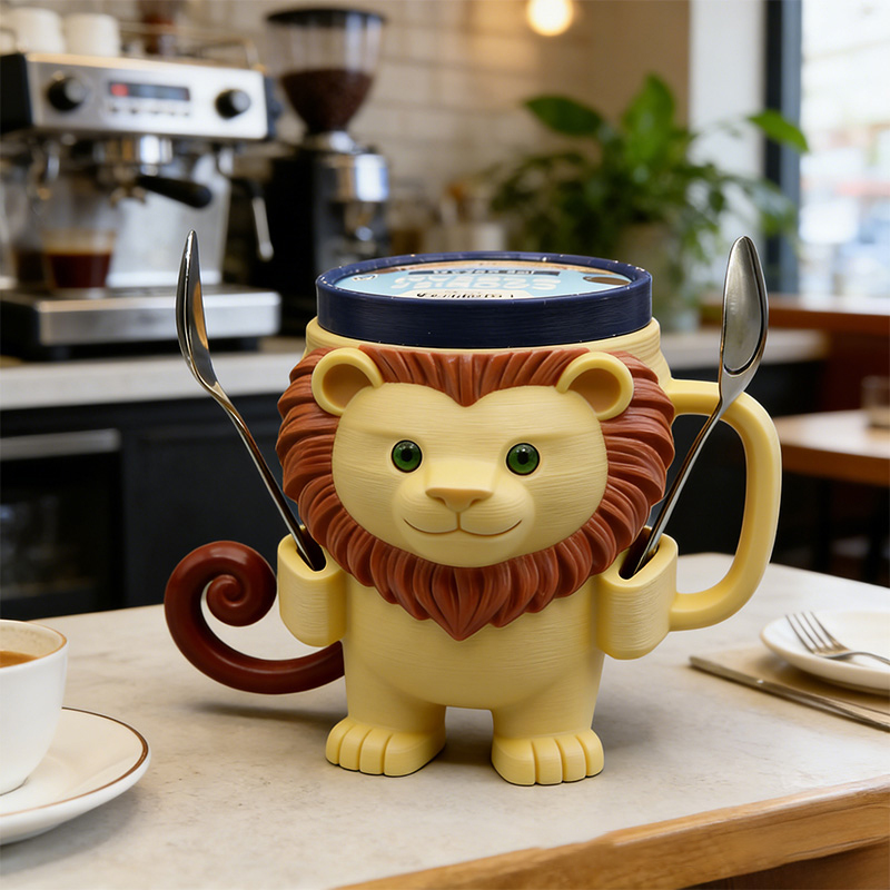 Personalized the Lion and the Lamb Ice Cream Cozy Pint Holder 3D Printed with Spoon Slots Religious Gift for Ice Cream Lover