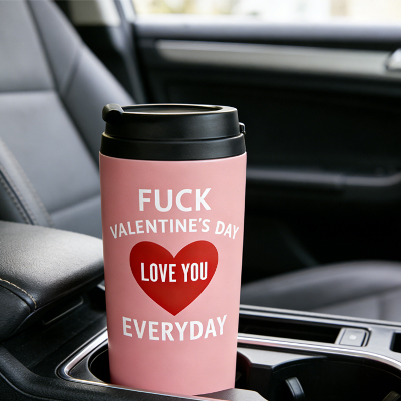Personalized Couple Tumbler Fuck Valentine’s Day but I Love You Everyday Stainless Steel Engraved Heat Retention Gift for Lovers