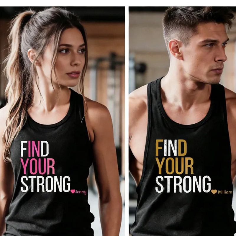 Personalized Gym Couple Classic Tank Find Your Strong Tank Top Inspirational Racerback Gift for Gym Lover