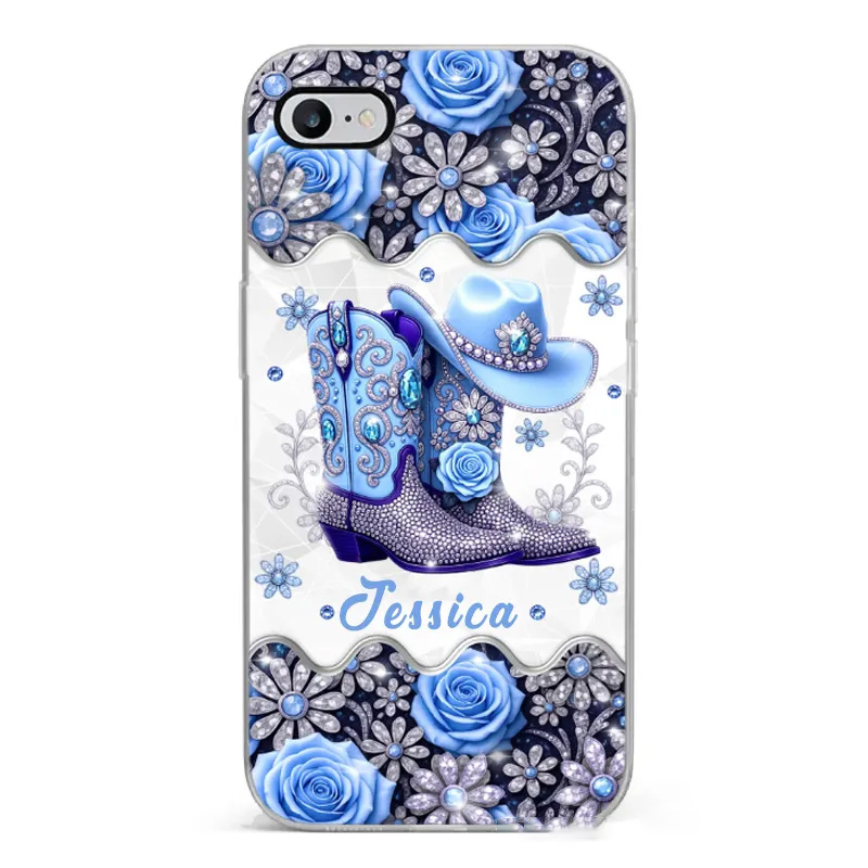 Personalized Cowgirl Gifts Bling Boots Babe Phone Case with Name Horse Racing Birthday Gift for Riding Lovers Equestrian Lovers Unique Style Phone Cases