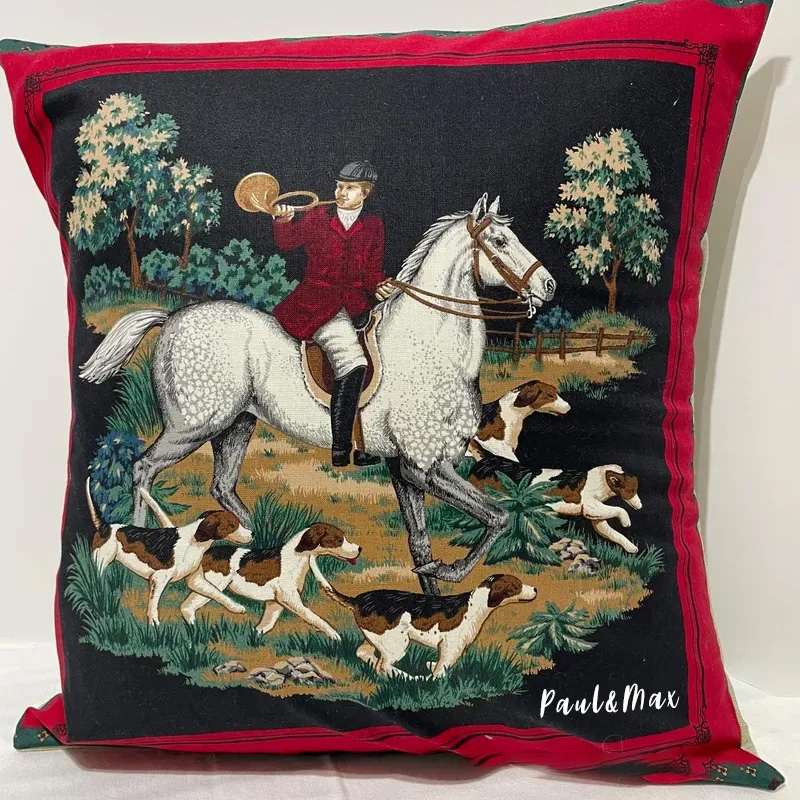 Personalized Equestrian Throw Pillow Horse Fox Hunting Pillow Cover Equestrian Decor for Riding Lovers Equestrian Lovers