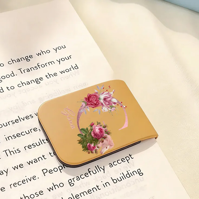 Personalized Initials Letter PU Leather Magnetic Bookmark Clip with Name Daily Use Birthday Gift for Book Lovers Riding Lovers Equestrian Lovers
