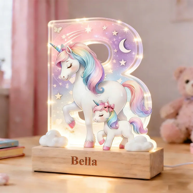 Personalized Horse LED Night Light Custom Graphic 3D Print 26 Letter Lamp for Room Decor Unique Birthday Gift for Girls Bedroom Decoration