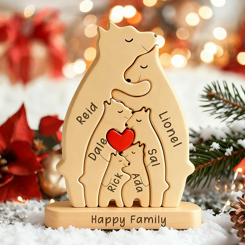 Personalized Wooden Bear Family Puzzle Mothers Day Gift Family Christmas Gift Keepsake Family Ornament Gift for Parents Gift for Mum Housewarming Gift