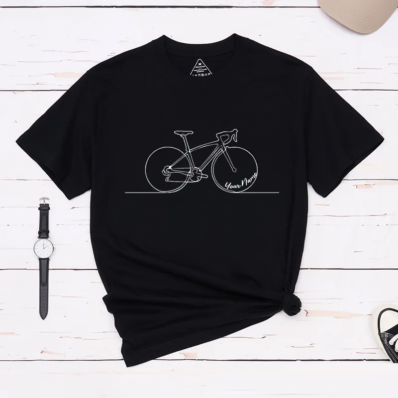 Personalized Minimalist Bicycle T-Shirt with Elegant Line Art for Outdoor Adventures Riding Cycling Biking Enthusiasts