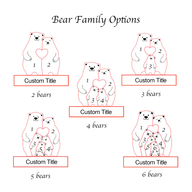 Personalized Wooden Bear Family Puzzle Wooden Hugging Bears With Heart Engraved Custom Name Family Puzzle Family Anniversary Gifts Housewarming Gift