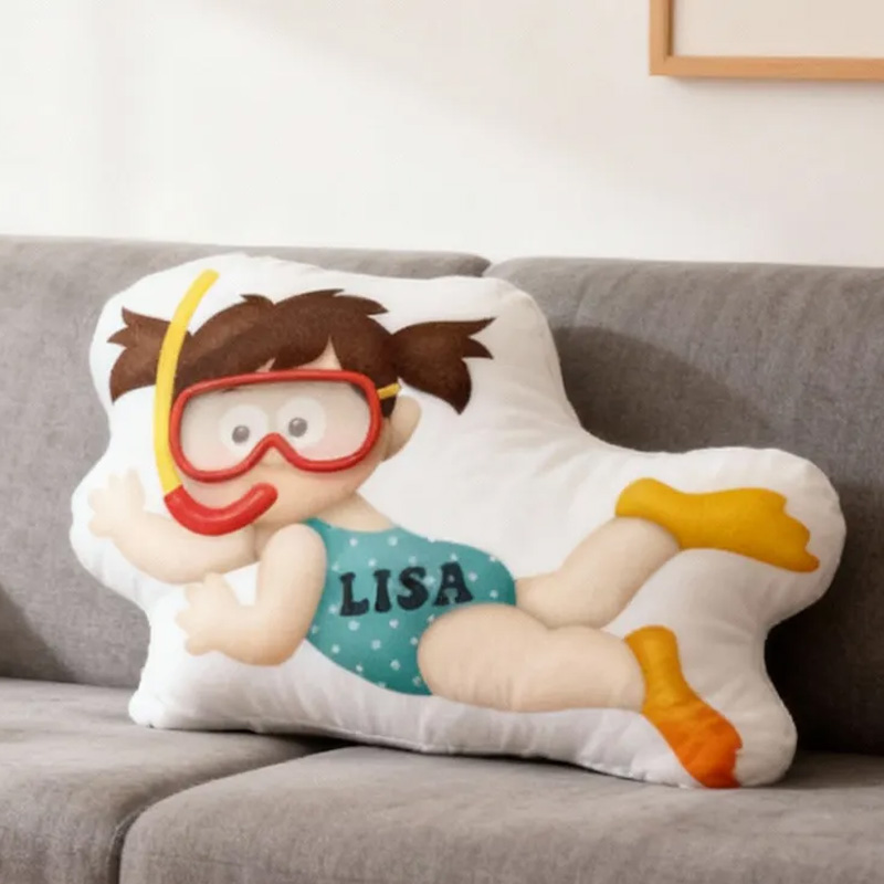 Personalized Diving Pillow Throw Pillow Graphic 3D Print Swimming Fitness Decoration Pillow Exercise Sport Pillow Female Swimmer Holiday Gift Custom Swim Pool Keepsake for Kids or Teens Swimming Lovers