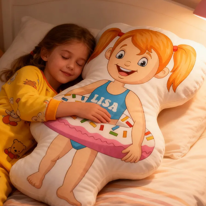 Personalized Swimming Ring Donut Pillow Throw Pillow Graphic 3D Print Swimming Fitness Decoration Pillow Exercise Sport Pillow Female Swimmer Holiday Gift Custom Swim Pool Keepsake for Kids or Teens Swimming Lovers