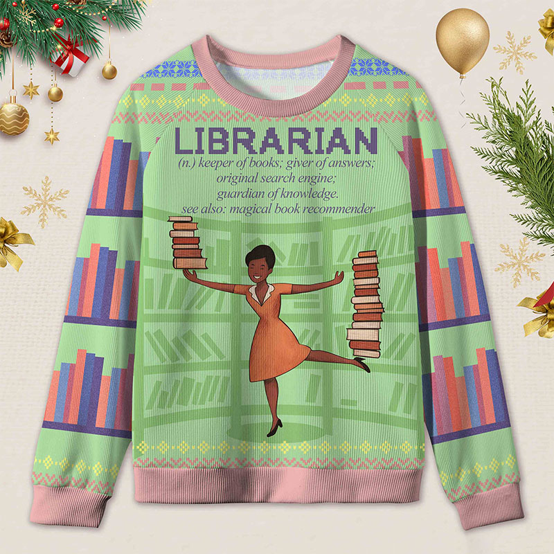 Personalized Book Lover's Dream Job Ugly Sweater Holiday Gift for Librarians