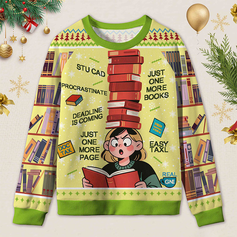 Personalized Reading Procrastination Humor Ugly Sweater Librarian Life Holiday Gift for Book Lovers