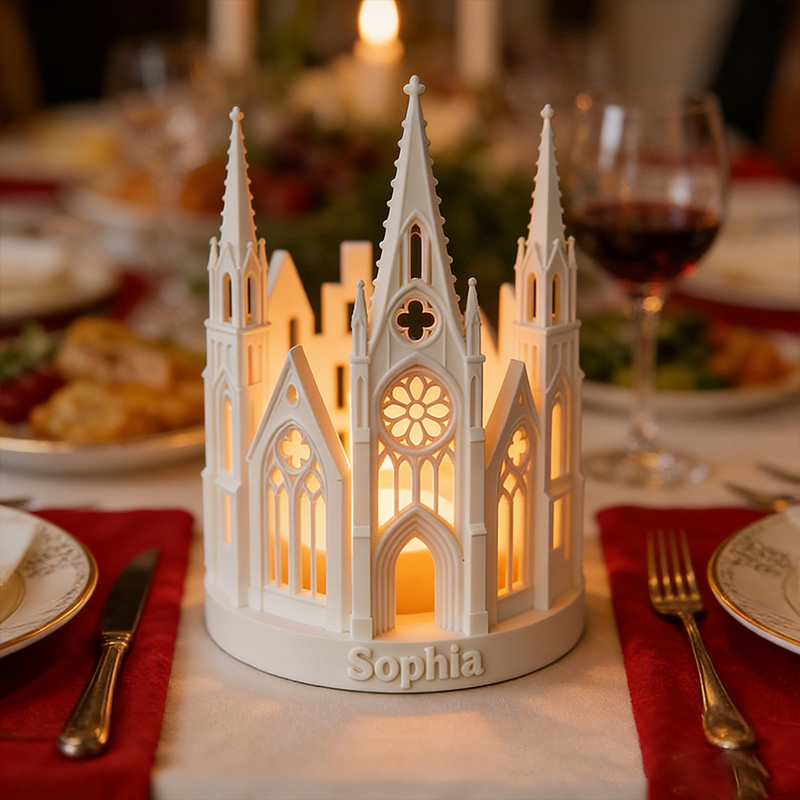 Personalized 3D Printed Church Candle Holder with Custom Name Religious Home Decoration Spiritual Gift Prayer Space Gift for Christians