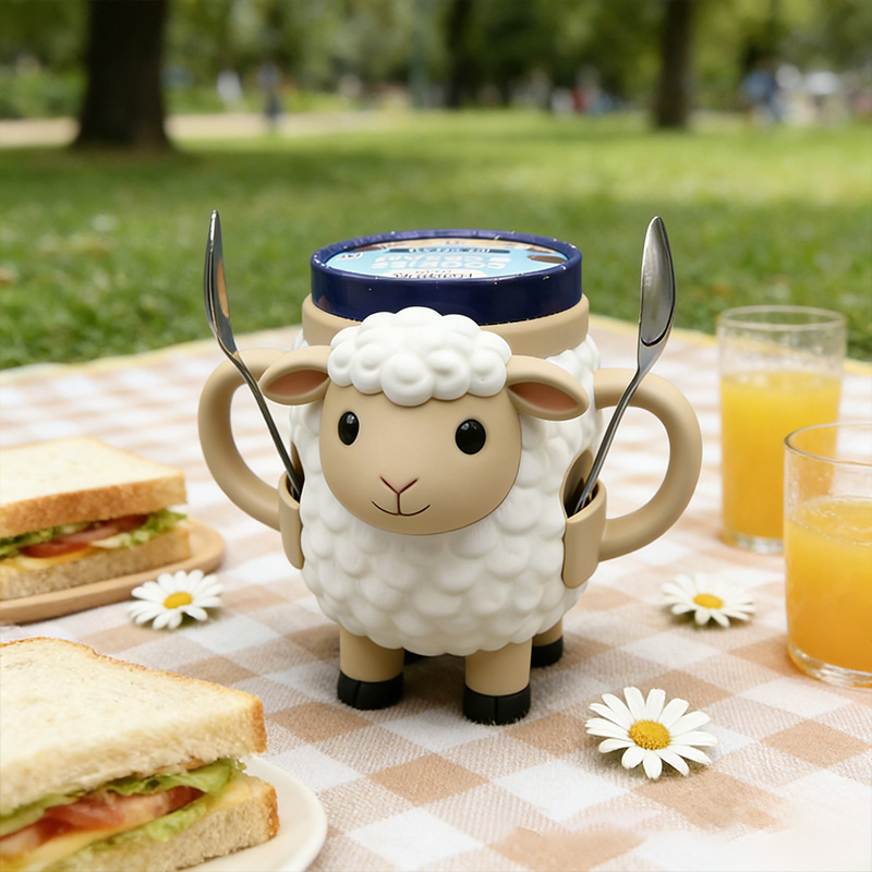 Personalized the Lion and the Lamb Ice Cream Cozy Pint Holder 3D Printed with Spoon Slots Religious Gift for Ice Cream Lover