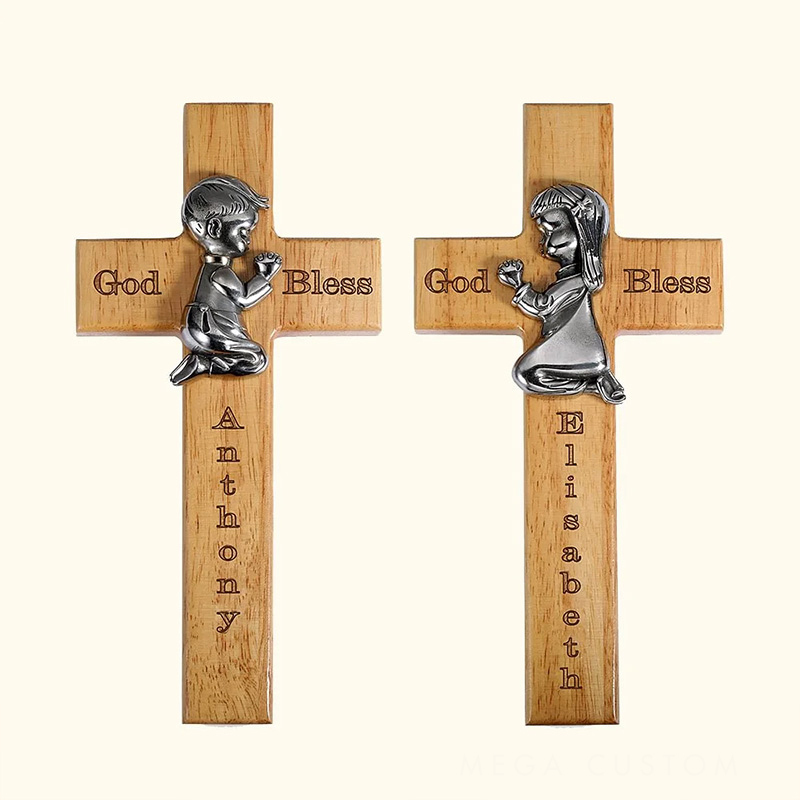 Personalized Wood Blessing Cross with Name Religious Gift Faith Inspired Home Decor Gift First Communion Baptism Gift for Girls and Boys