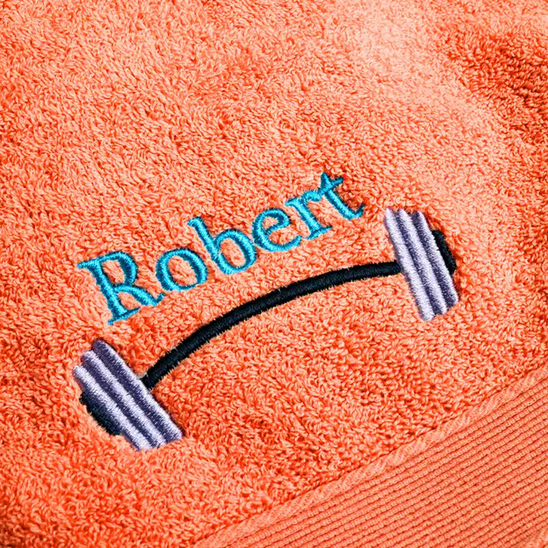 Personalized Weightlifting Barbell Towel with Embroidered Name Sporting Good Training Team Anniversary Gift for Weightlifter Fitness Enthusiast