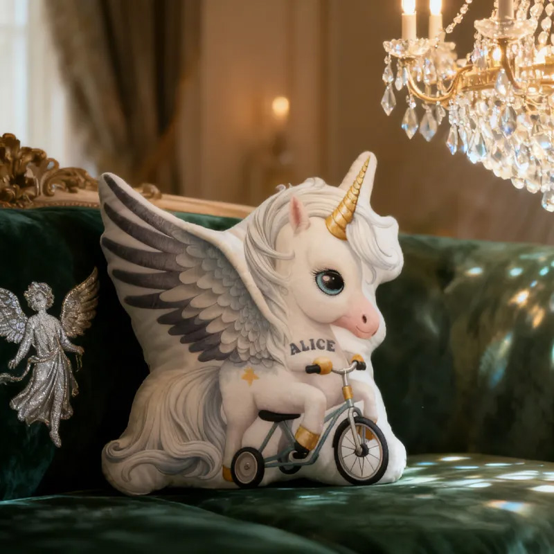 Personalized Angel Princess Pillow Cozy Dreaming Wing Princess Graphic 3D Print French Court Pillow Name Pillow Comfortable Travel Cushion for Kids Girls Riding Lovers