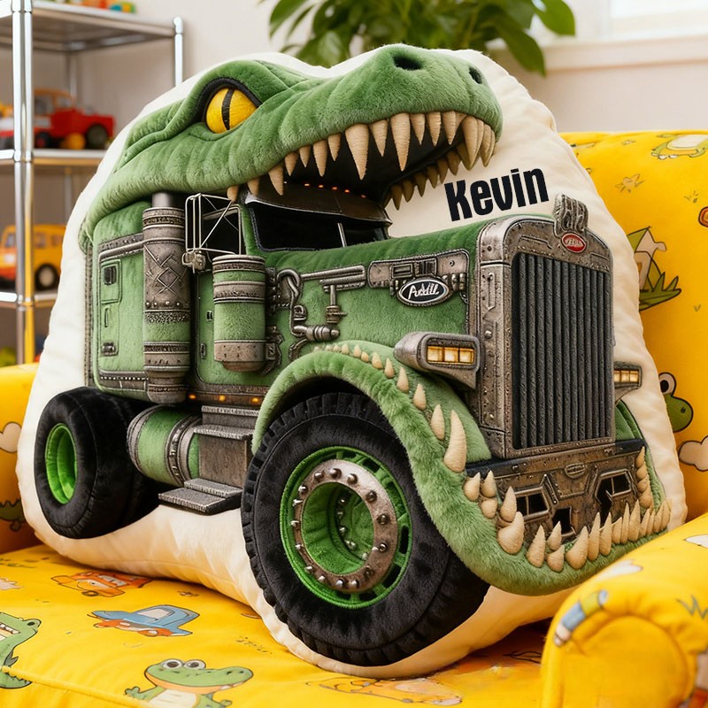 Personalized Green Dinosaur with Name Graphic 3D Print Pillow Christmas Gift for Kids or Baby Birthday Gift