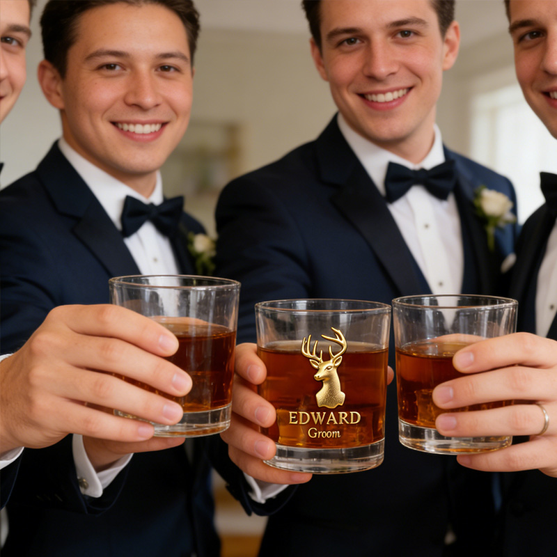 Personalized Men's Whiskey Glasses Groomsman Bachelor Favors Whiskey Glasses Custom Whiskey Cup for Men Groomsmen Proposal Cup