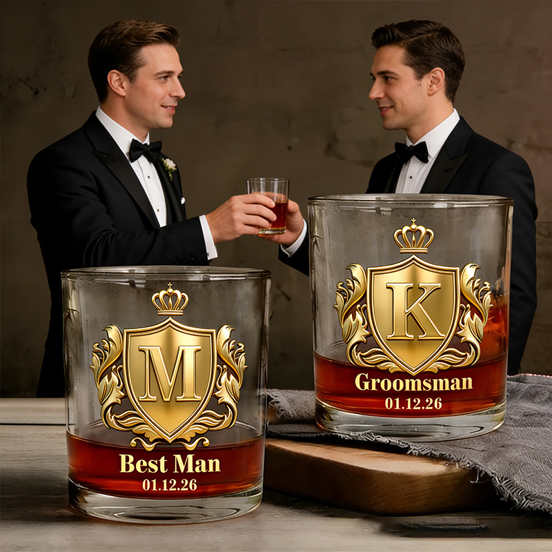 Personalized Monogrammed Men's Whiskey Glasses Groomsman Glasses Cup Bachelor Party Whiskey Glasses Best Man Gift Groom Gift