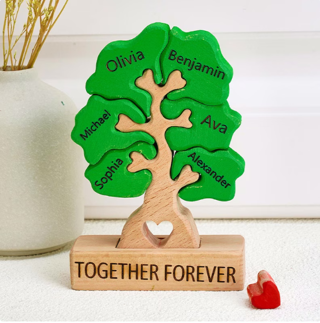 Personalized Family Tree Puzzle Wooden Home Sweet Home Decor Unique Housewarming Gift Custom Family Keepsake for New Home Living Room Decoration