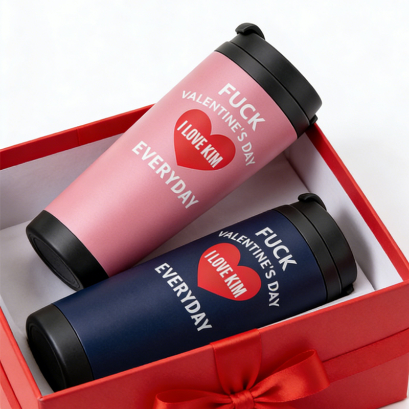 Personalized Couple Tumbler Fuck Valentine’s Day but I Love You Everyday Stainless Steel Engraved Heat Retention Gift for Lovers