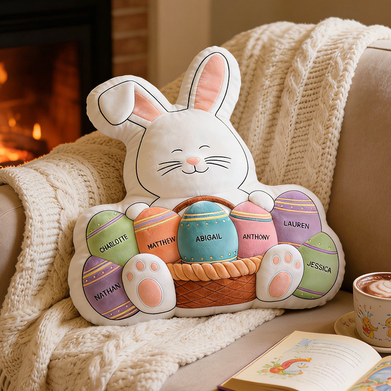 Personalized Easter Family Pillow Custom Name Pillow for Girls Kids Family Gift