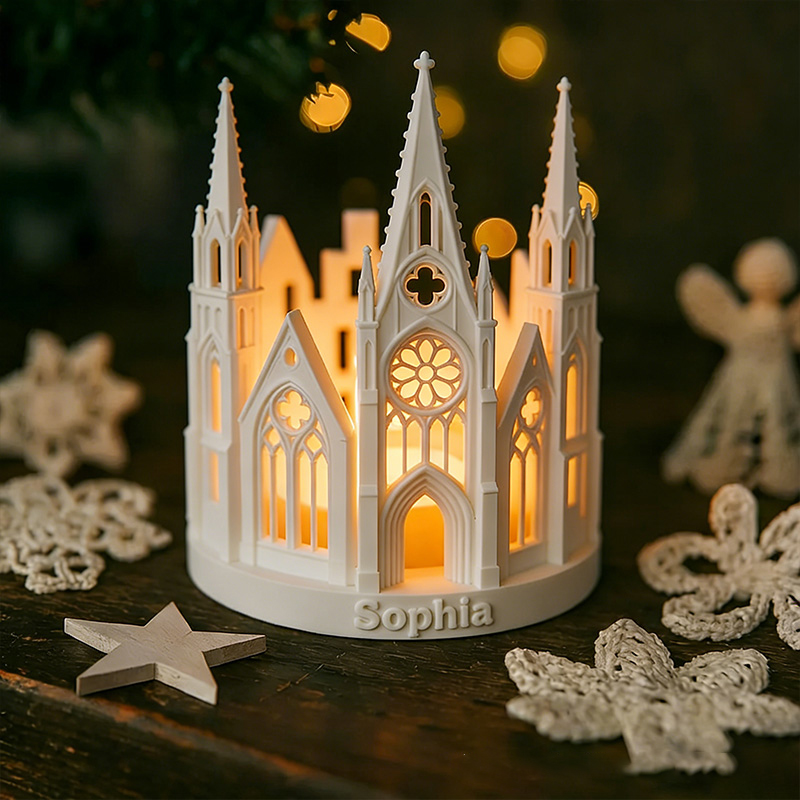 Personalized 3D Printed Church Candle Holder with Custom Name Religious Home Decoration Spiritual Gift Prayer Space Gift for Christians