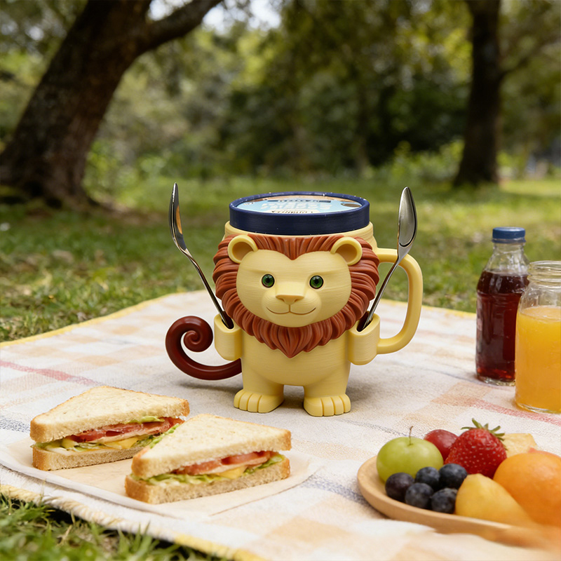 Personalized the Lion and the Lamb Ice Cream Cozy Pint Holder 3D Printed with Spoon Slots Religious Gift for Ice Cream Lover