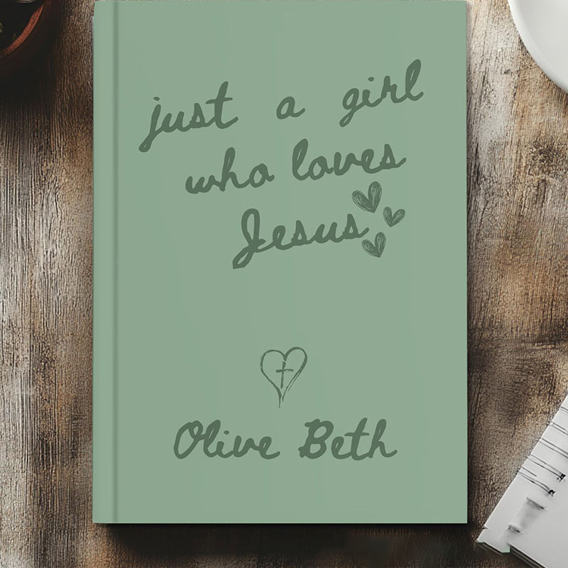Personalized Just a Girl who Loves Jesus A5 Prayer Journal Notebook with Name and Text Gift for Christian Religious Gift for Girls