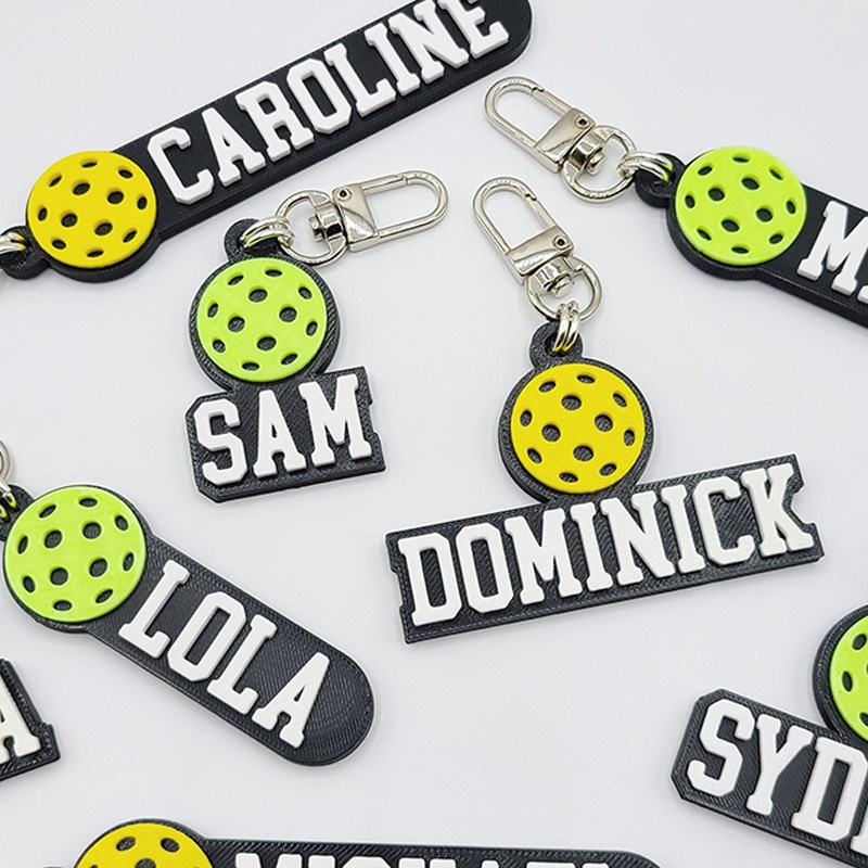 Personalized Pickleball Keychain with Custom Name and 3D Pickleball Design