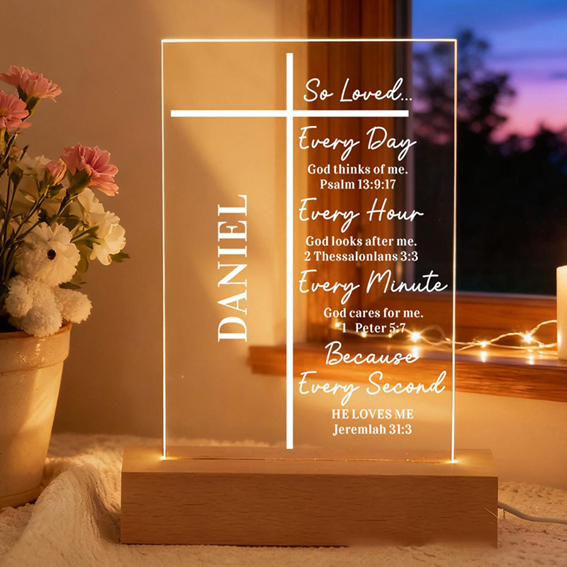 Personalized Bible Verse Cross LED Night Light with Name Home Decor Faith Based Decor Religious Gift Bible Verse Gift for Christians 