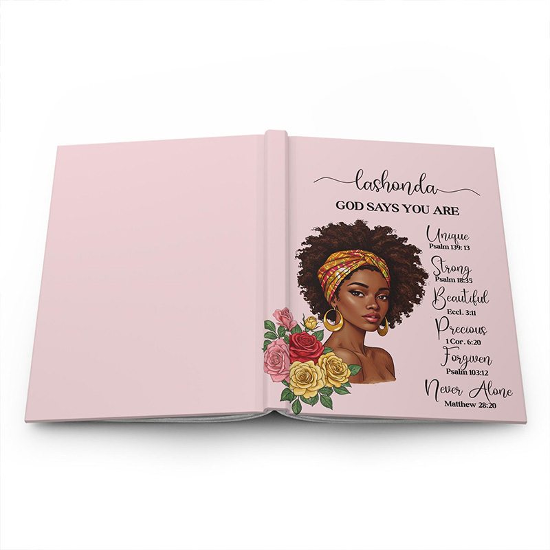 Personalized African American Woman God Says you are A5 Prayer Journal Notebook with Name Gift for Christian Religious Gift for Girls