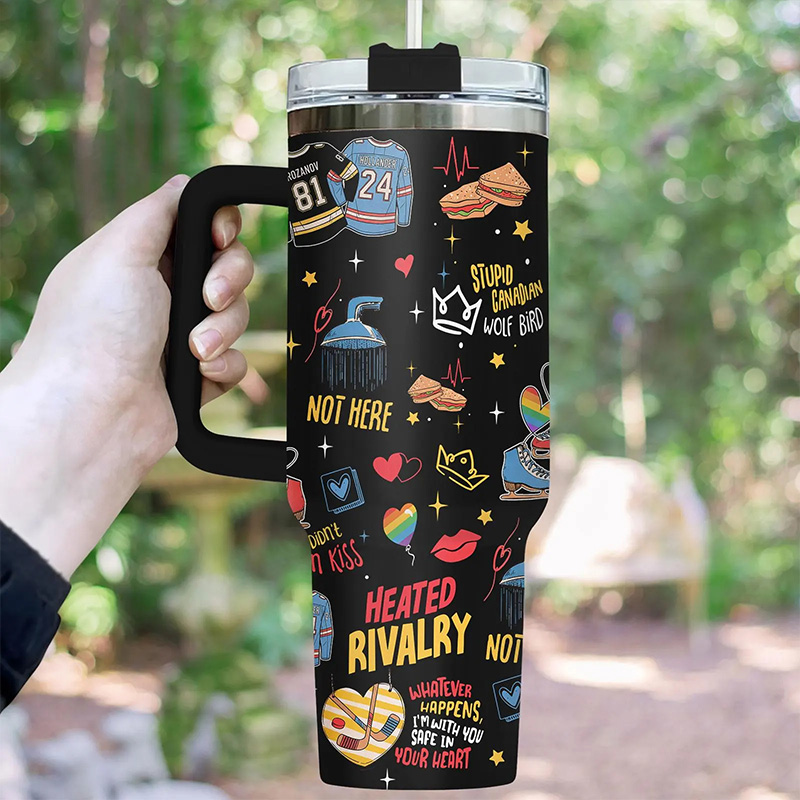 Personalized HR Hockey Design Tumbler for Movie Book Fans Gift