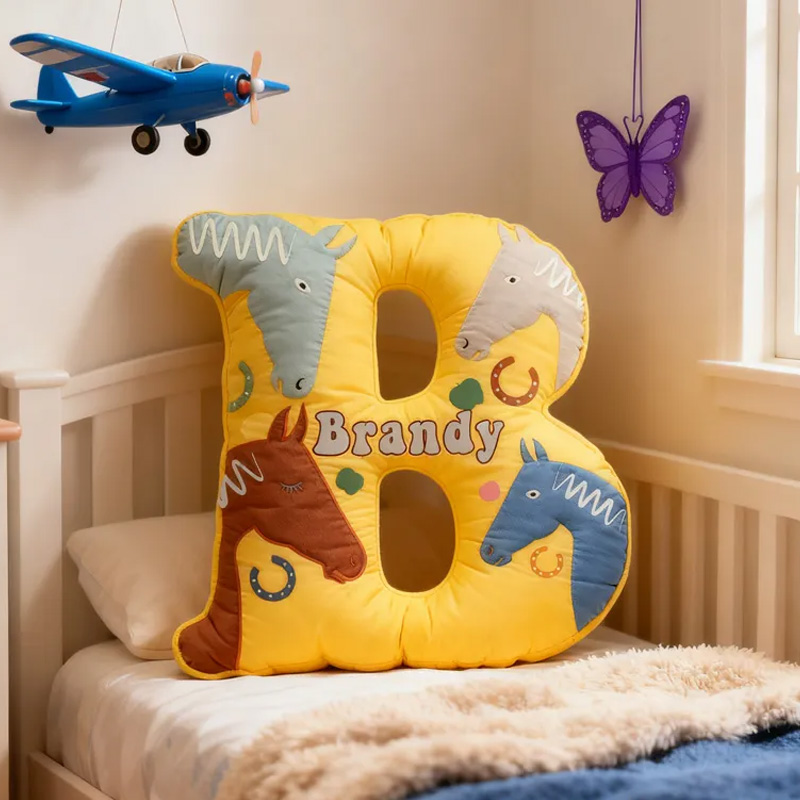 Personalized Riding Equestrian Horse Pillow Floral Horse Custom Name Festive Flower Decor with French Countryside Gifts for Family Graphic 3D Print Riding Lovers