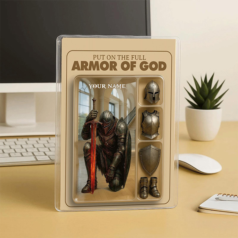 Personalized Put the Full Armor of God Acrylic Block with Custom Name Prayer Best Gift Religious Christian Gift for him