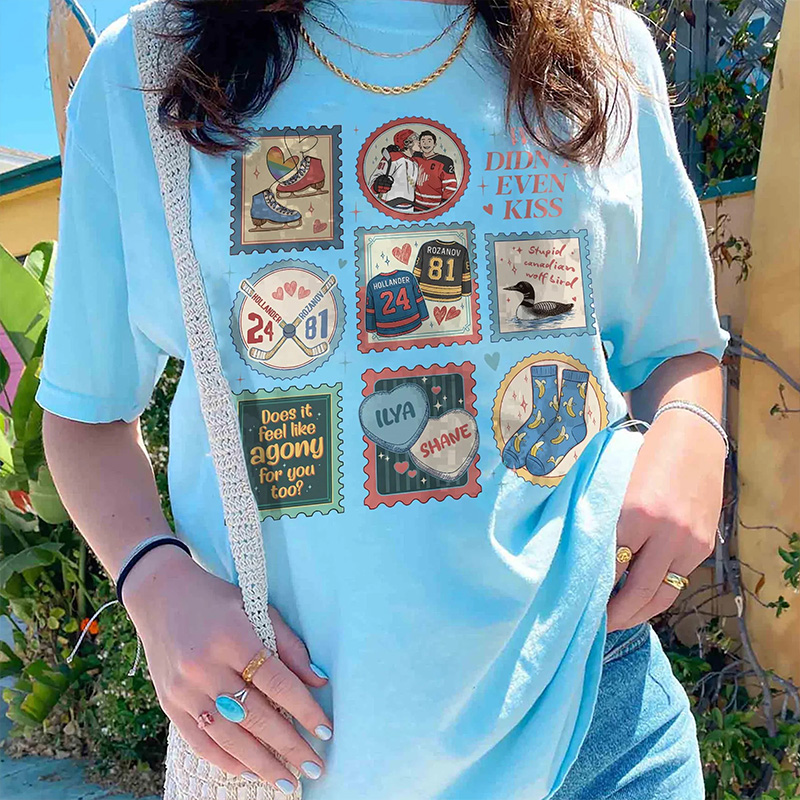 Personalized Hockey Romance Design T-Shirt with Custom Hockey Rivals Couple Shirts, Movie Book Fans Gift