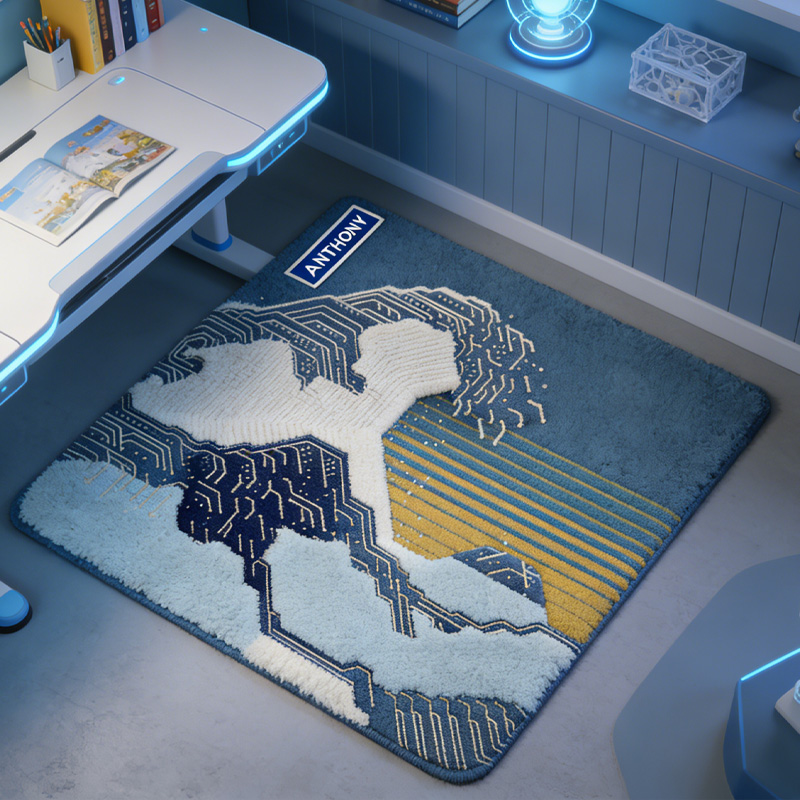 Personalized Circuit Board Rug PCB The Great Wave Tech Lover Carpet Doormat Gamer Room Decor Gift for Geek Lover