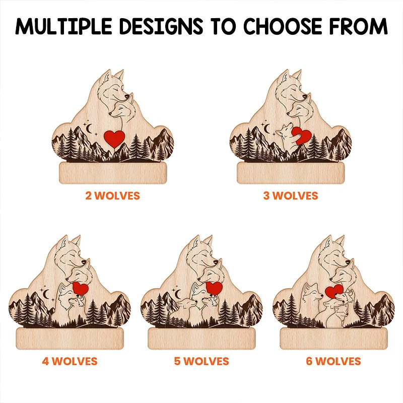 Personalized Wooden Wolf Family Puzzle Happy Wolf Family With Names