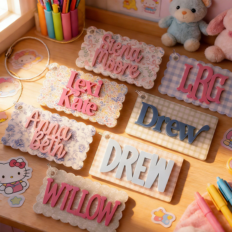 Personalized Name Tag for Backpack Acrylic Bag Tag Keychain Gift for Kids Name Keychain for Boy and girl Diaper Bag Tag Custom Bag Tag Back to School Name Tag for Kids