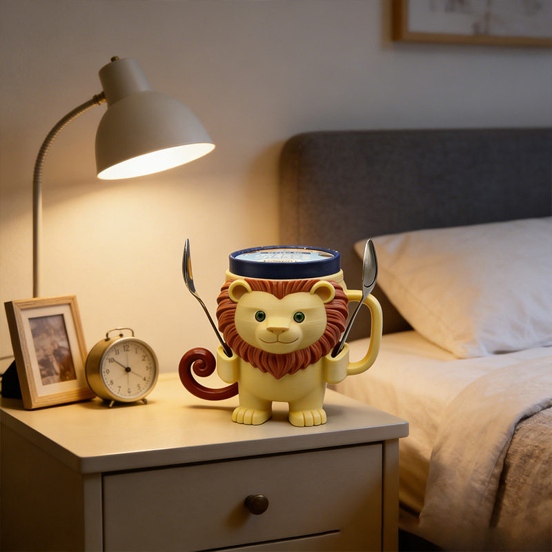 Personalized the Lion and the Lamb Ice Cream Cozy Pint Holder 3D Printed with Spoon Slots Religious Gift for Ice Cream Lover