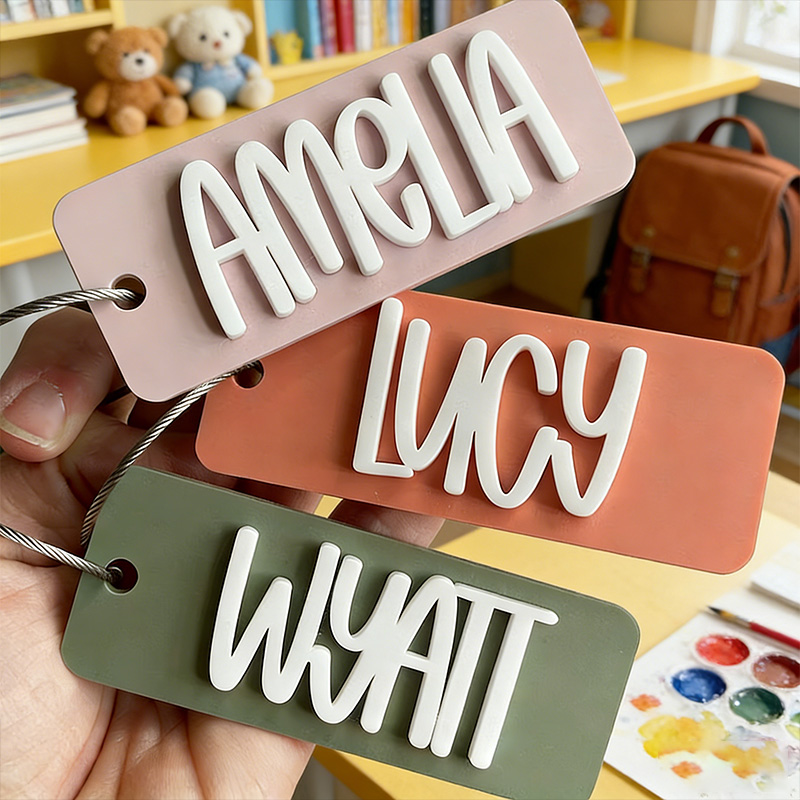 Personalized Acrylic Bag Tag for Backpack Acrylic Bag Tag Keychain Gift for Kids Name Keychain gift for Boy and girl Diaper Bag Tag Custom Back to School Name Tag for Kids