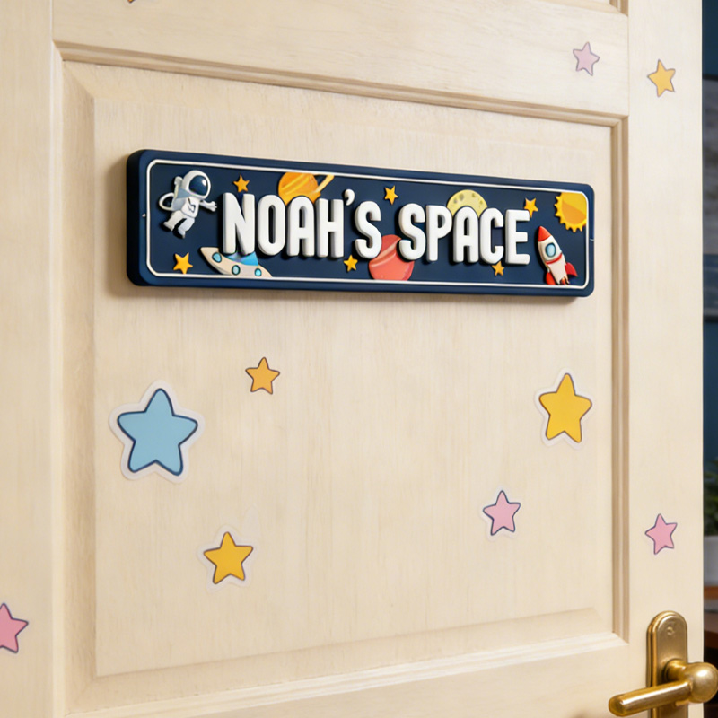 Personalized Astronaut Door Sign 3D Printed Kids Wall Space Home Decor for Geek Lover