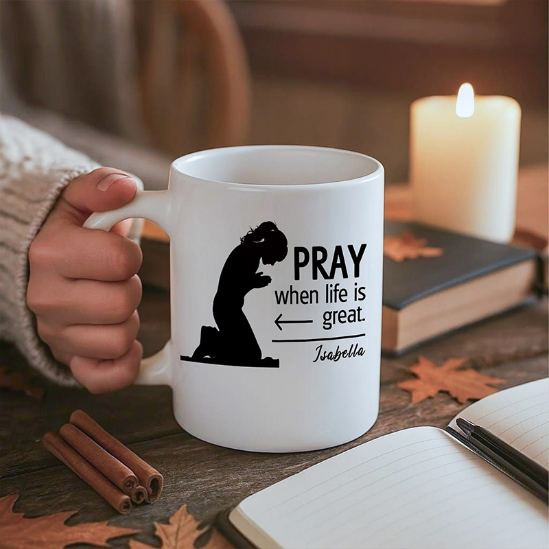 Personalized Prayer Ceramic Coffee Mug with Name Daily Use Home Decor Christening Baptism Gift for Christian