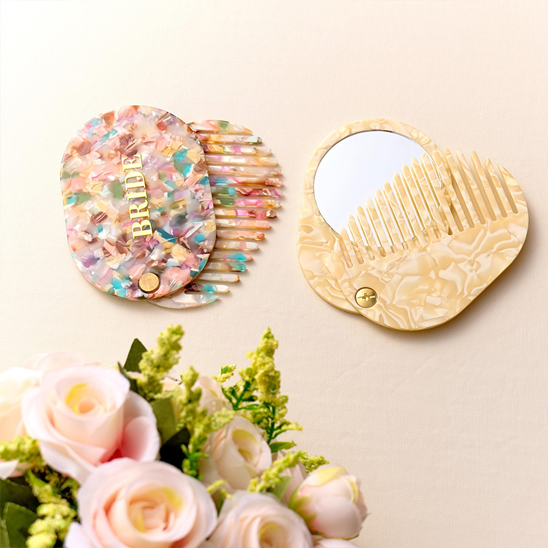 Personalized Large Amber Hair Comb Marble Hair Comb Wedding Bridesmaids Gift Bridal Gift for her Bridesmaid gifts