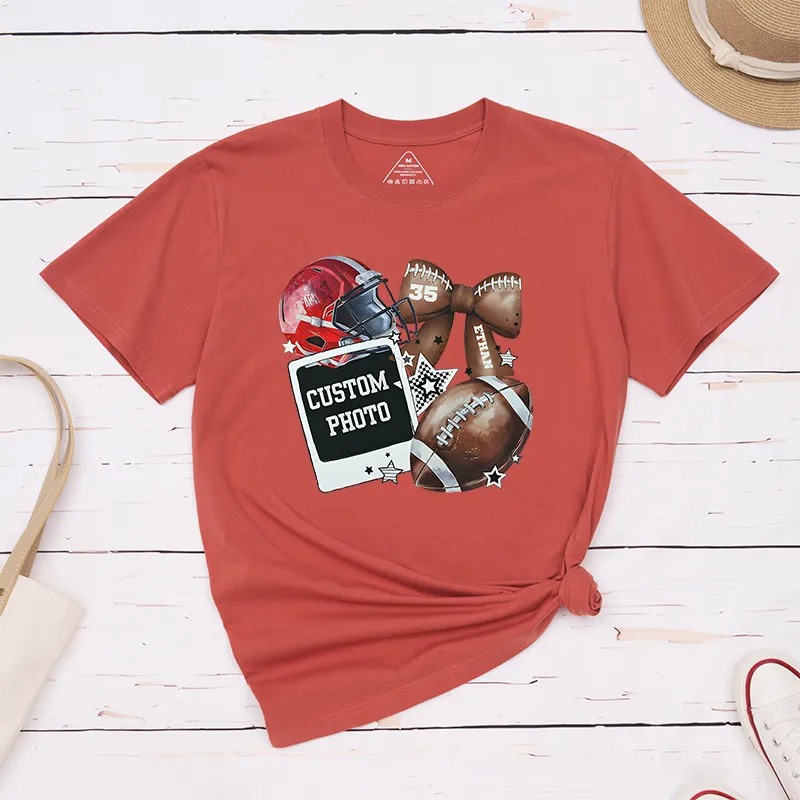 Personalized American Football T-Shirts with Custom Photo, Name, and Number