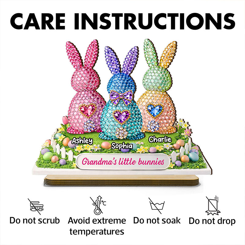 Personalized Grandma's Little Bunnies Easter with Names Custom 2-Layered Wooden Plaque Sentimental Easter Gift for Grandma