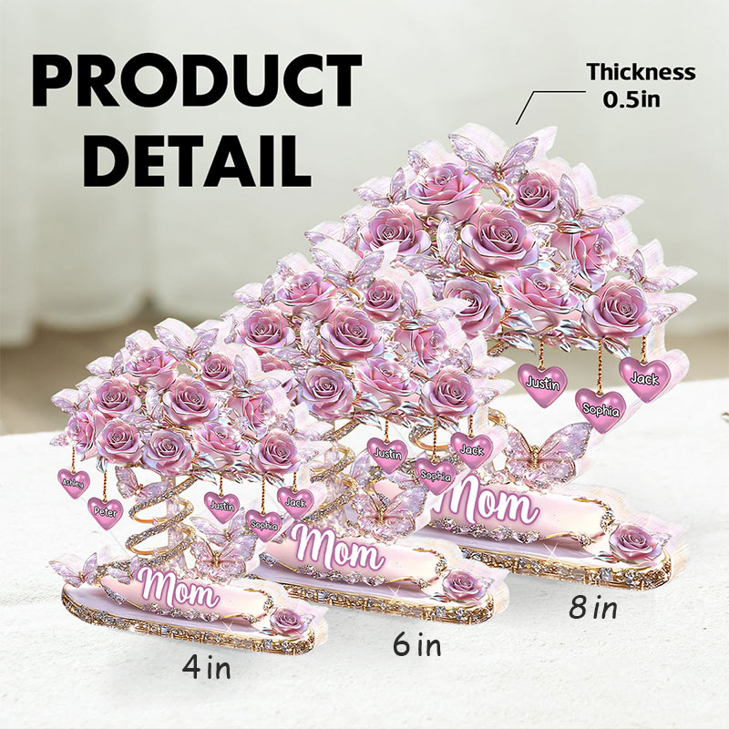 Personalized Best Mom Ever Heart Tree Acrylic Block Plaque Heartfelt Gift For Mom Grandma